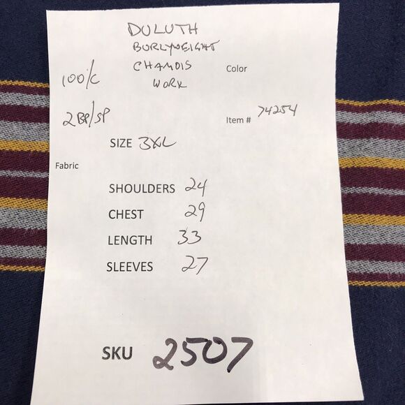 DULUTH Burlyweight Chamois Flannel Heavy Shirt Shacket Men 3XL Serape Stripe - Picture 12 of 12